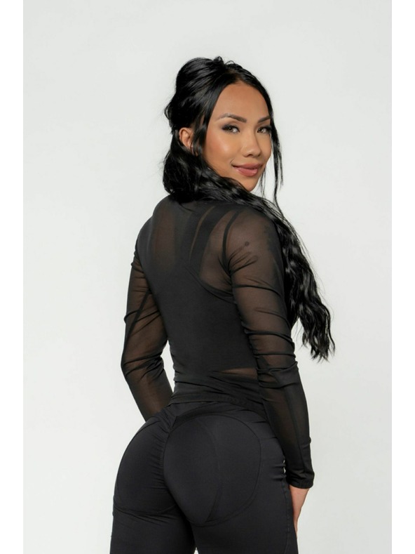 Nebbia NEBBIA Damen INTENSE Transparentes langärmeliges Top 847 Gold Nebbia