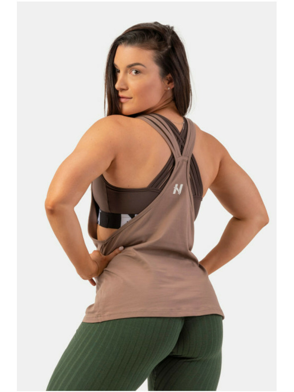 Nebbia Locker sitzendes "Feeling Good" Tank-Top mit überkreuztem Rücken 419 Brown Nebbia