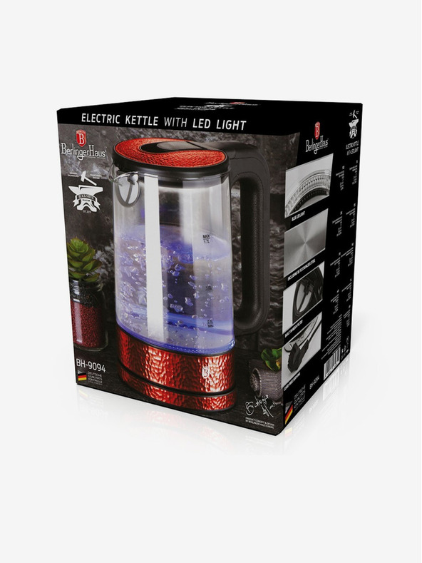 Berlingerhaus Elektrischer Wasserkocher 1,7 l Burgund Metallic Line BlackSmith BERLINGERHAUS