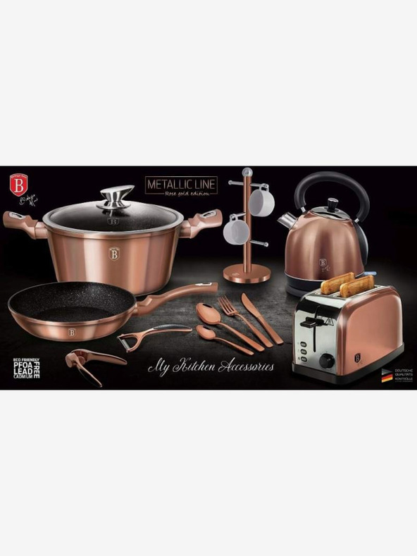 Berlingerhaus 16-teiliges Besteck-Set Edelstahl Spiegel Rosegold Metallic Line BERLINGERHAUS