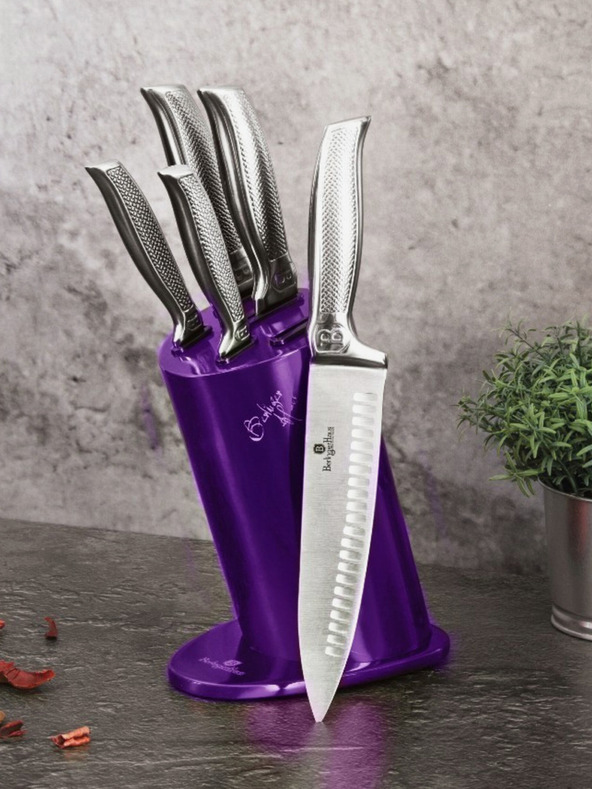 Berlingerhaus Messerset im Ständer 6-teilig Royal Purple Metallic Line Kikoza Kollektion BERLINGERHAUS