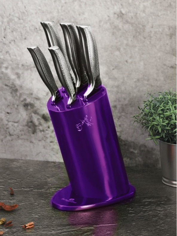 Berlingerhaus Messerset im Ständer 6-teilig Royal Purple Metallic Line Kikoza Kollektion BERLINGERHAUS
