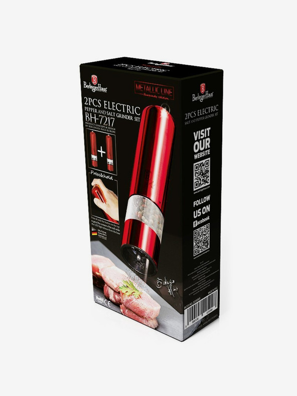 Berlingerhaus Zwei elektrische Pfeffer- und Salzmühlen BERLINGERHAUS Burgundy Metallic Line