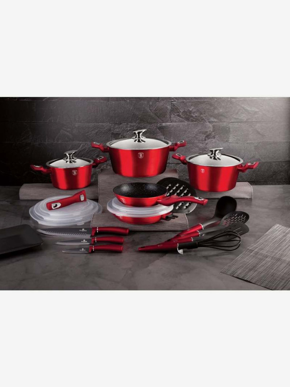 Berlingerhaus Kochtopfset mit Marmoroberfläche 22-teilig Burgundy Metallic Line BERLINGERHAUS