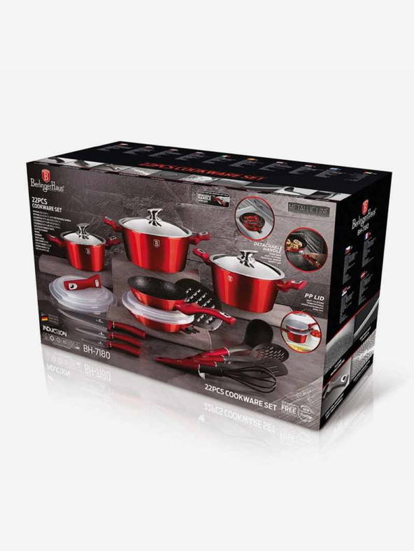 Berlingerhaus Kochtopfset mit Marmoroberfläche 22-teilig Burgundy Metallic Line BERLINGERHAUS