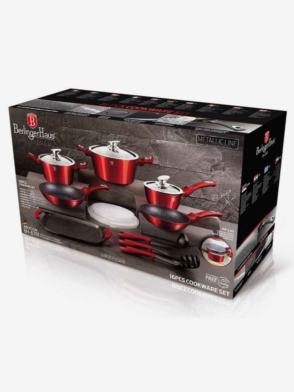 Berlingerhaus Geschirrset mit Marmoroberfläche Burgund Metallic Line BERLINGERHAUS Burgund Metallic Line