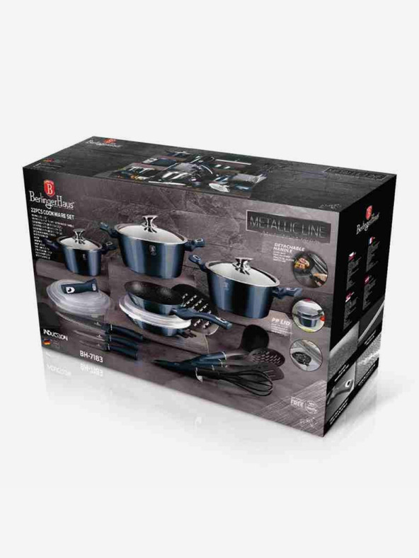 Berlingerhaus Kochtopfset mit Marmoroberfläche 22-teilig BERLINGERHAUS Metallic Line Aquamarine Edition