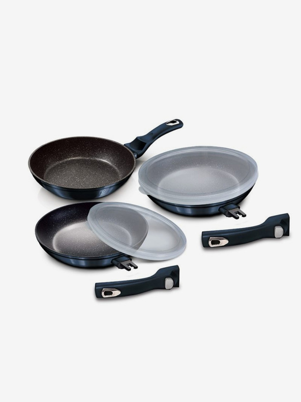 Berlingerhaus Set aus drei Pfannen mit abnehmbarem Griff 5 Stück BERLINGERHAUS Aquamarine Metallic Line