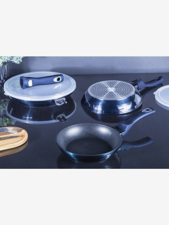 Berlingerhaus Set aus drei Pfannen mit abnehmbarem Griff 5 Stück BERLINGERHAUS Aquamarine Metallic Line