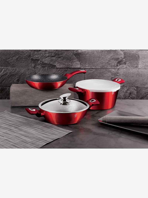 Berlingerhaus Geschirrset mit Marmoroberfläche 5 Stück Burgundy Metallic Line BERLINGERHAUS