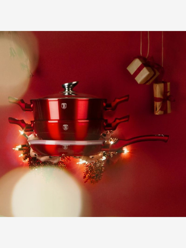 Berlingerhaus Geschirrset mit Marmoroberfläche 5 Stück Burgundy Metallic Line BERLINGERHAUS