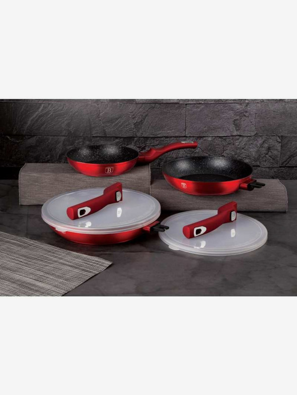 Berlingerhaus Bratpfanne mit abnehmbarem Griff 5er Set Burgundy Metallic Line BERLINGERHAUS