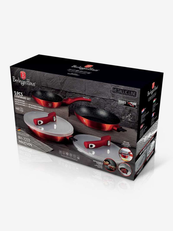 Berlingerhaus Bratpfanne mit abnehmbarem Griff 5er Set Burgundy Metallic Line BERLINGERHAUS