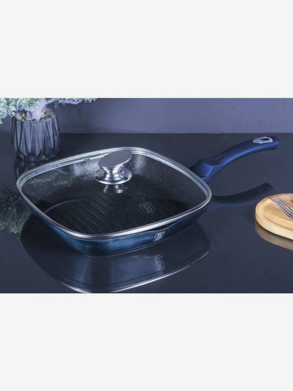 Berlingerhaus Grillpfanne mit Marmoroberfläche und Deckel 28 cm BERLINGERHAUS Metallic Line Aquamarine Edition