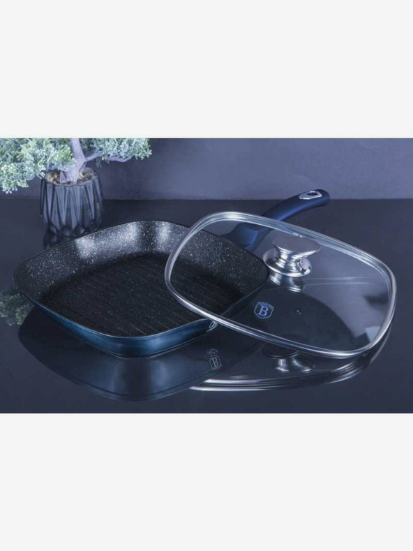 Berlingerhaus Grillpfanne mit Marmoroberfläche und Deckel 28 cm BERLINGERHAUS Metallic Line Aquamarine Edition
