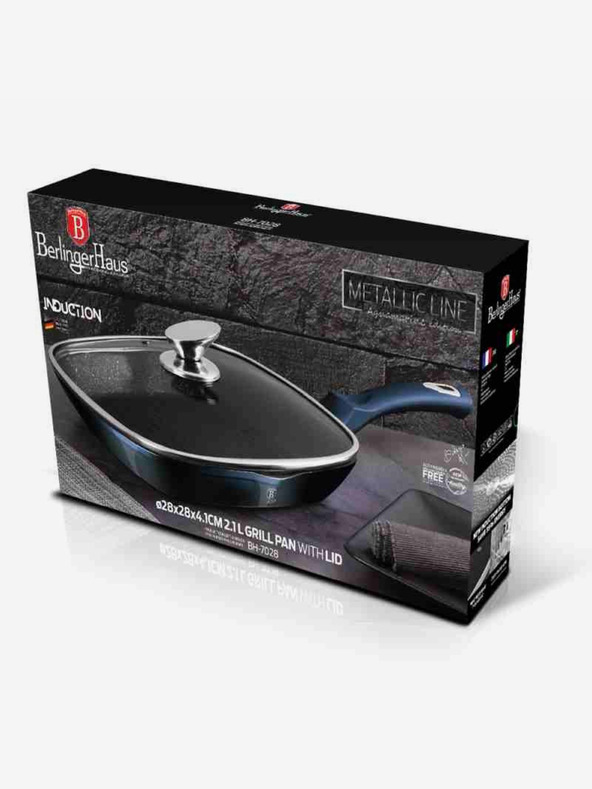 Berlingerhaus Grillpfanne mit Marmoroberfläche und Deckel 28 cm BERLINGERHAUS Metallic Line Aquamarine Edition