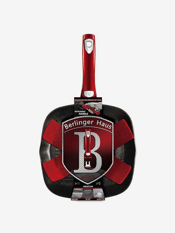 Berlingerhaus Grillpfanne mit Marmoroberfläche und abnehmbarem Griff 28 cm Burgundy Metallic Line BERLINGERHAUS
