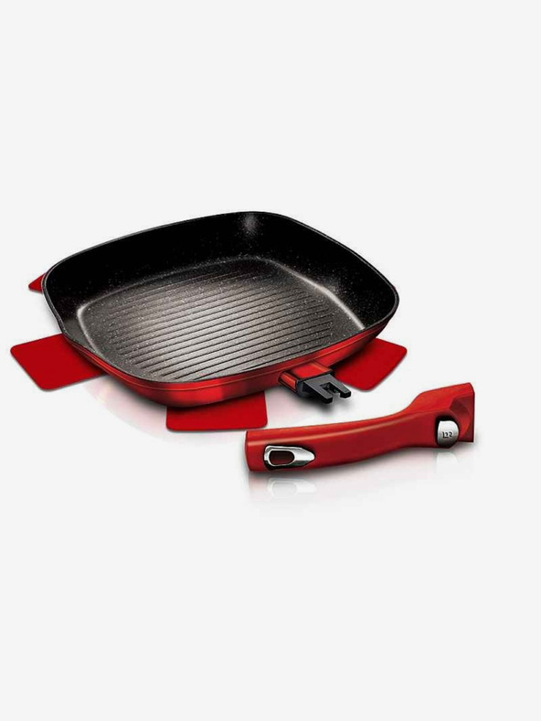 Berlingerhaus Grillpfanne mit Marmoroberfläche und abnehmbarem Griff 28 cm Burgundy Metallic Line BERLINGERHAUS