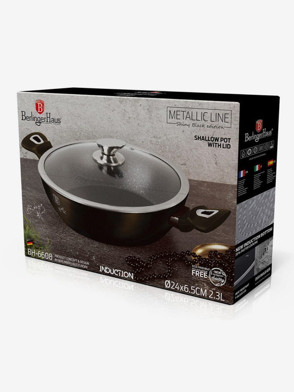 Berlingerhaus Tiefe Pfanne mit Deckel 24 cm Shiny Black Collection BERLINGERHAUS