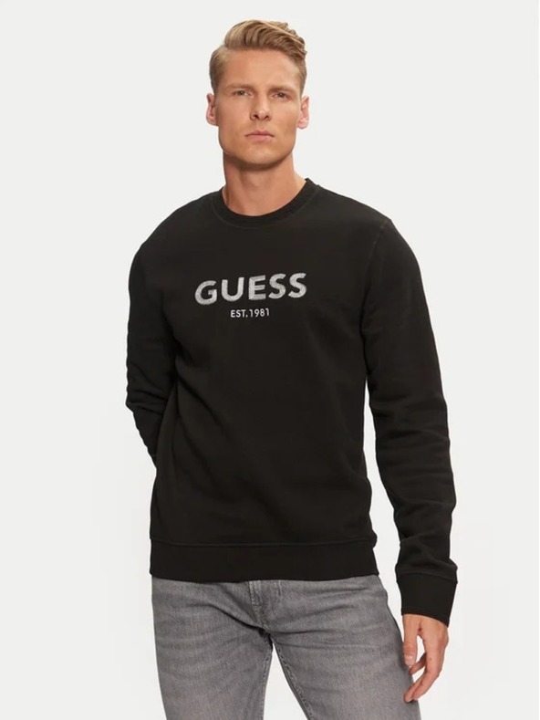 Guess Jeans Herren schwarzes Sweatshirt Guess Box Cn Sweatshirt