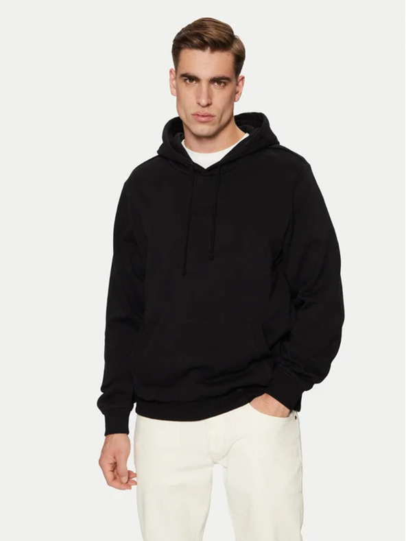 Guess Jeans Herren schwarzes Sweatshirt mit gesticktem Logo und Kapuze Guess Jeans
