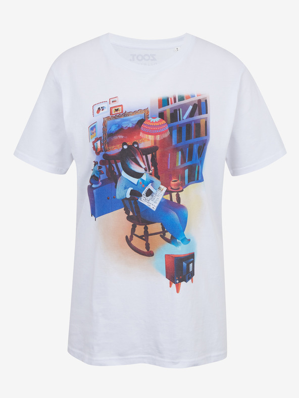 DOBRO Weißes Damen-T-Shirt mit Aufdruck Zoot DOBRO. Dachs