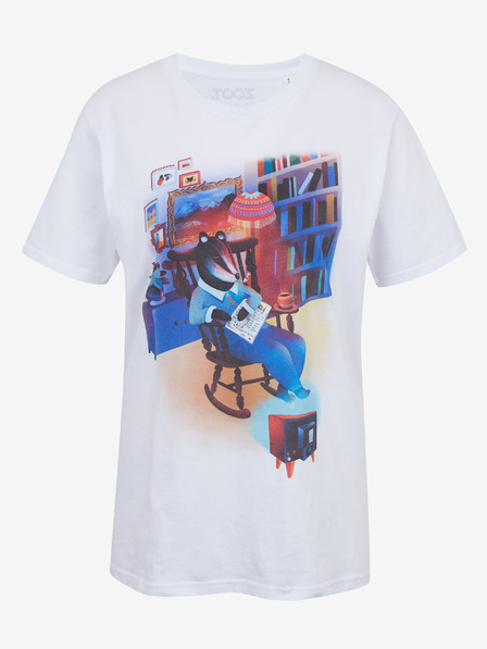 DOBRO Weißes Damen-T-Shirt mit Aufdruck Zoot DOBRO. Dachs