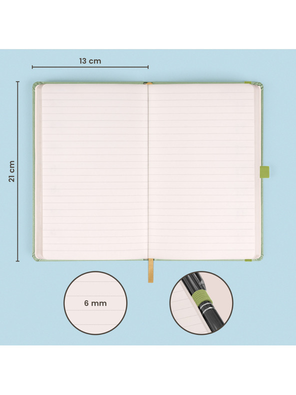 NOTIQUE NOTIQUE Notes Grün, liniert, 13 x 21 cm