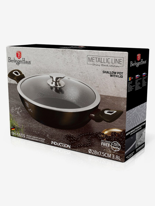 Berlingerhaus Tiefe Pfanne mit Deckel 28 cm Shiny Black Collection BERLINGERHAUS