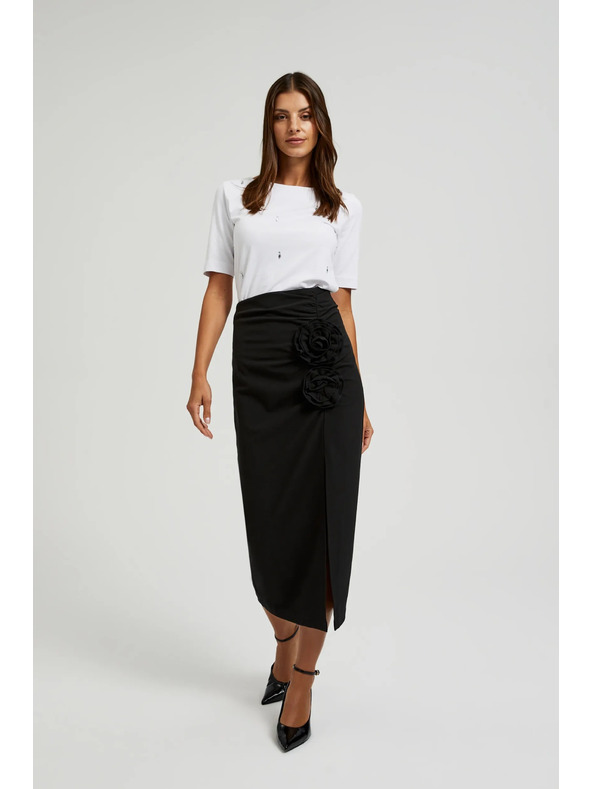 Moodo Weißes Basic-T-Shirt mit 3/4-Ärmeln