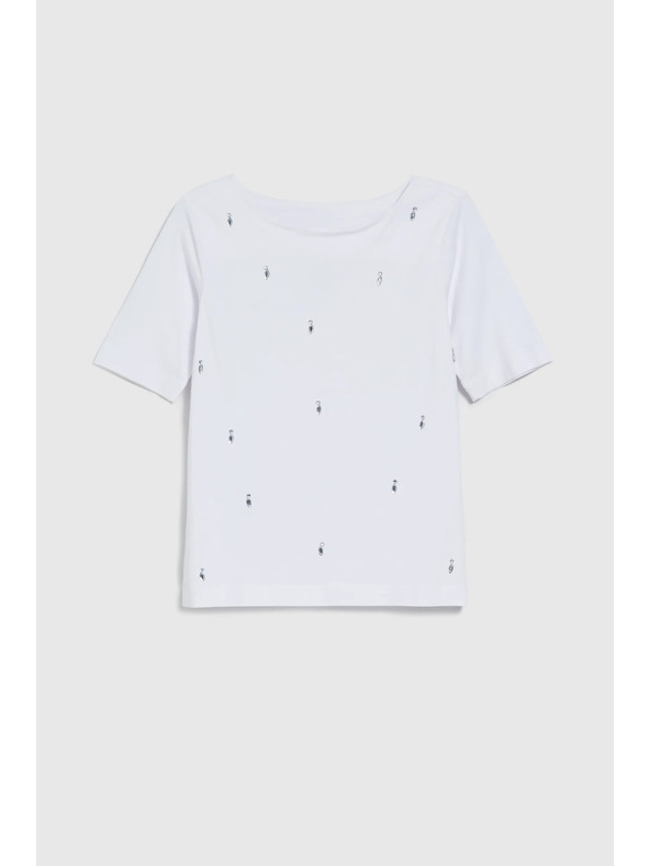 Moodo Weißes Basic-T-Shirt mit 3/4-Ärmeln