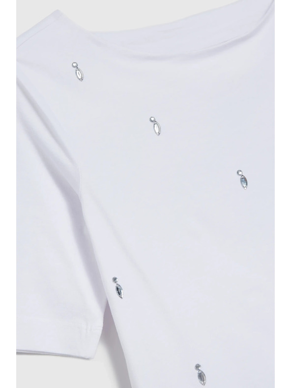 Moodo Weißes Basic-T-Shirt mit 3/4-Ärmeln