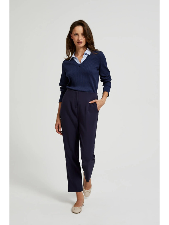Moodo Dunkelblauer Pullover mit Hemdkragen