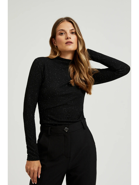 Moodo Schwarzes Damen-Langarmoberteil