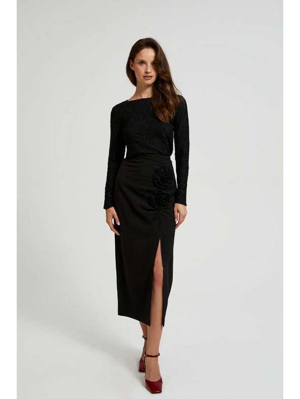 Moodo Schwarzes Damen-Langarmoberteil