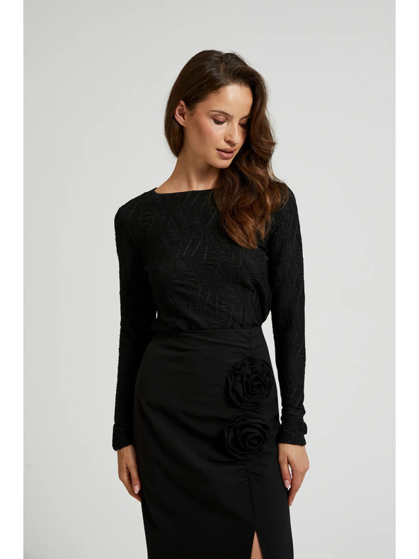 Moodo Schwarzes Damen-Langarmoberteil