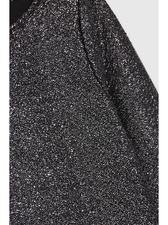 Moodo Schwarzes glitzerndes Langarmoberteil