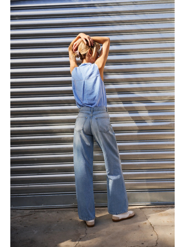 Moodo Blaue zerrissene Damenjeans Moodo