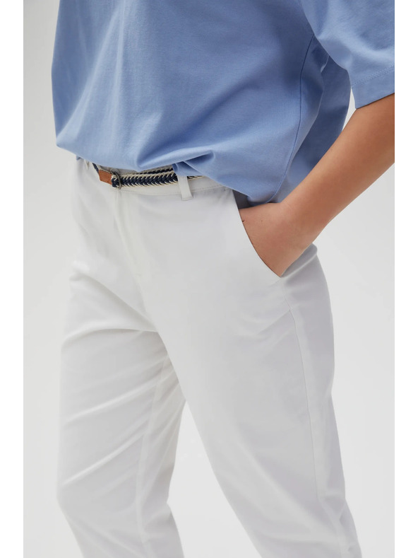 Moodo Weiße Damenhose mit Gürtel Moodo