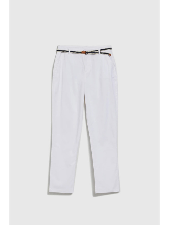 Moodo Weiße Damenhose mit Gürtel Moodo