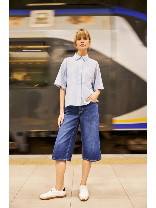 Moodo Blaue Damen-Jeans-Shorts Moodo