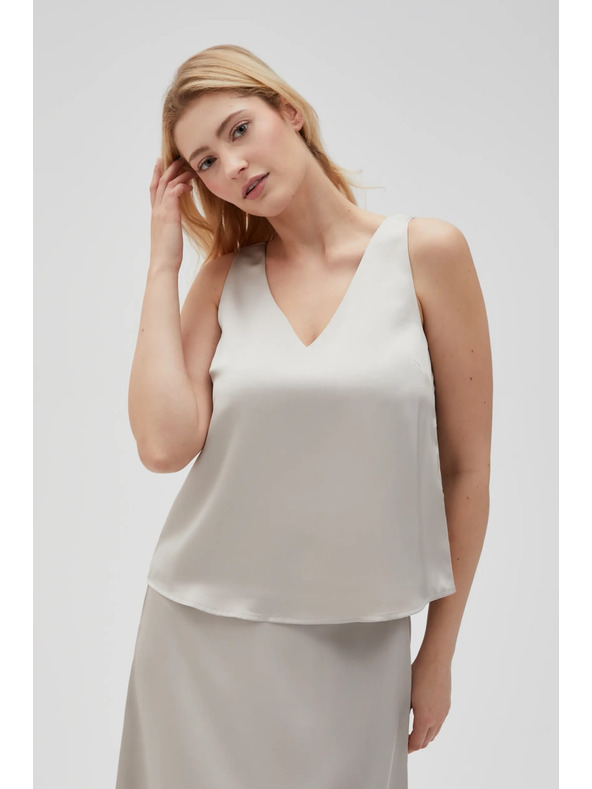 Moodo Beige Damen-Top ohne Ärmel Moodo