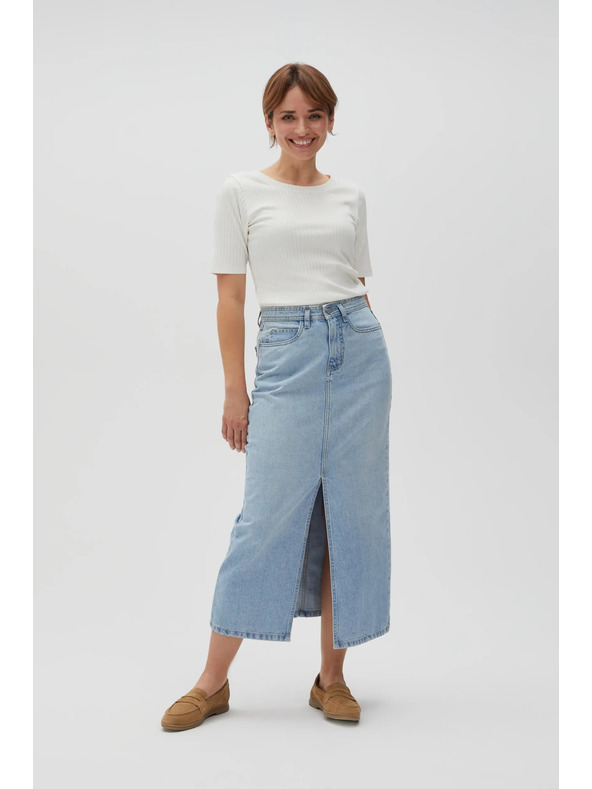 Moodo Langer Jeans-Rock mit Schlitz Moodo