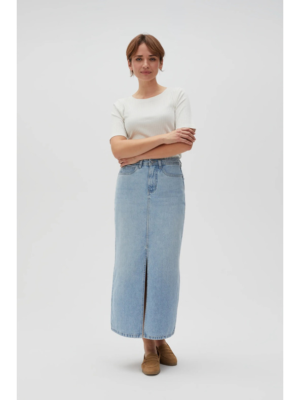 Moodo Langer Jeans-Rock mit Schlitz Moodo