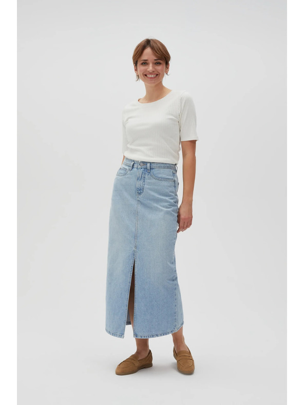 Moodo Langer Jeans-Rock mit Schlitz Moodo