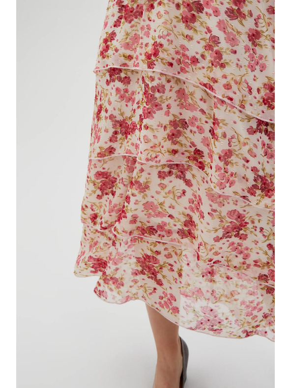 Moodo Weiß-rotes Blumen-Damenkleid Moodo