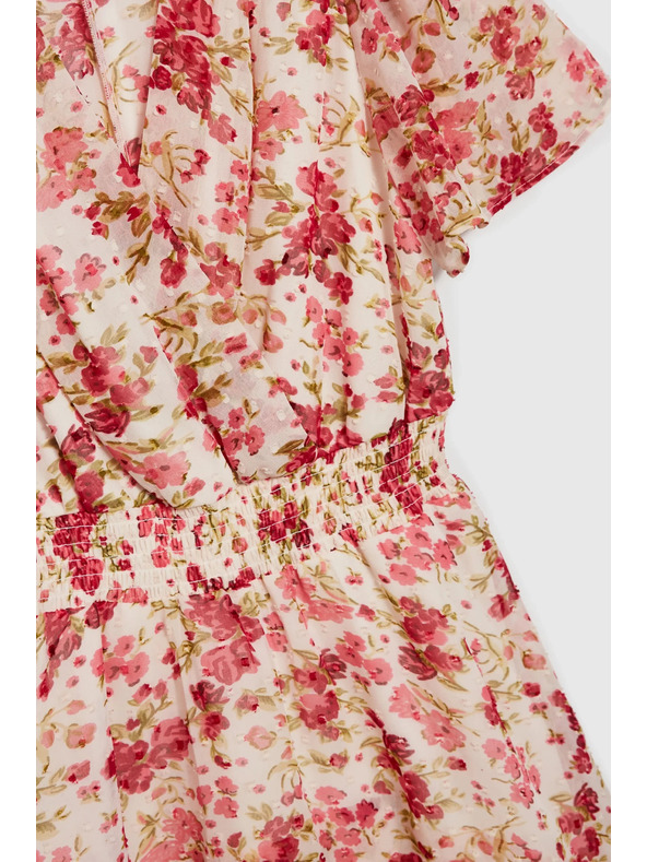 Moodo Weiß-rotes Blumen-Damenkleid Moodo