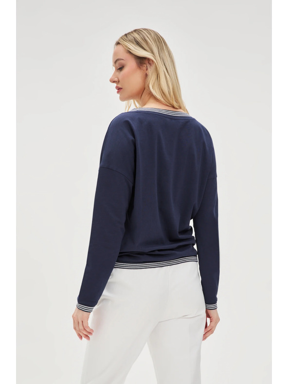 Moodo Dunkelblau Damen-Langarm-T-Shirt Moodo
