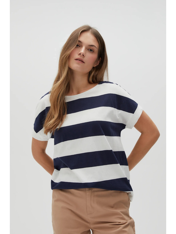 Moodo Blau-weiß gestreiftes Damen-T-Shirt Moodo