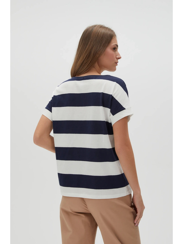 Moodo Blau-weiß gestreiftes Damen-T-Shirt Moodo